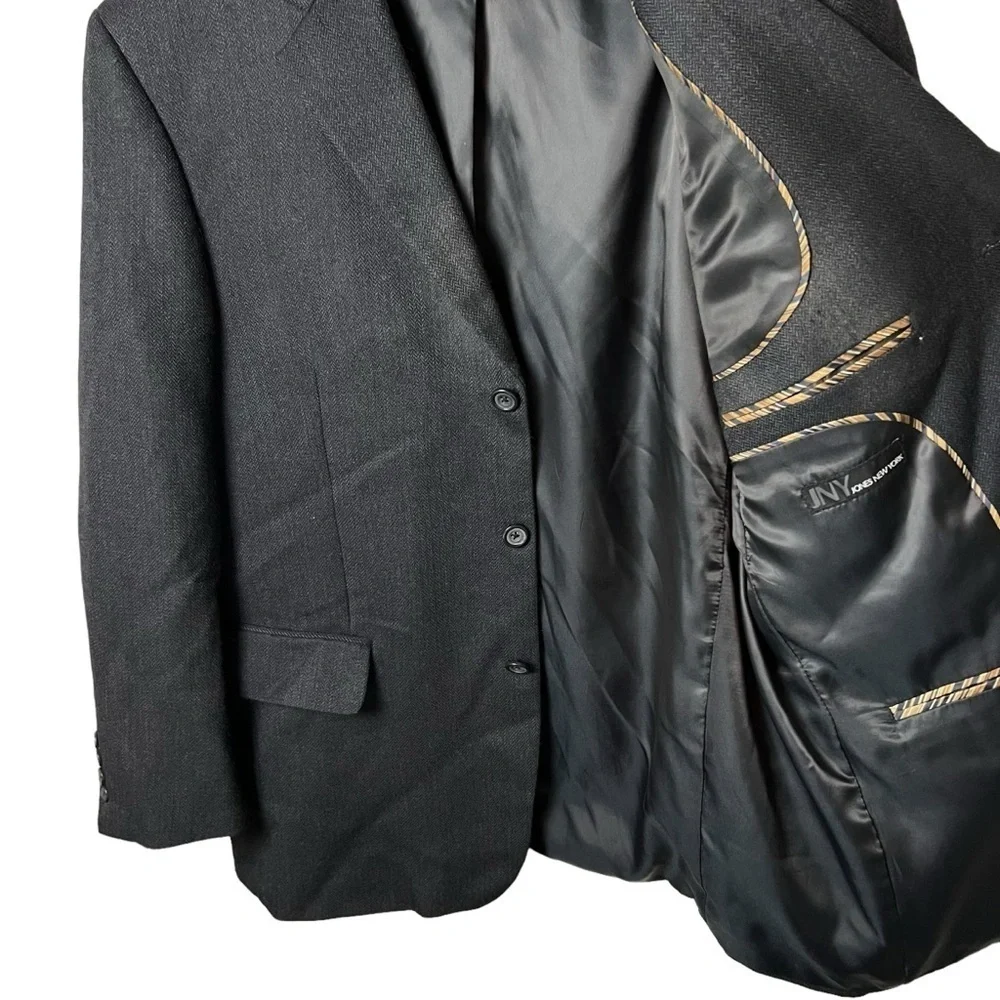 Jones New York Sport Coat Blazer Jacket Mens 43R Lambswool Cashmere Charcoal